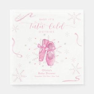 Cute Pink Snowflake Ballerina Girl Baby Shower Napkins