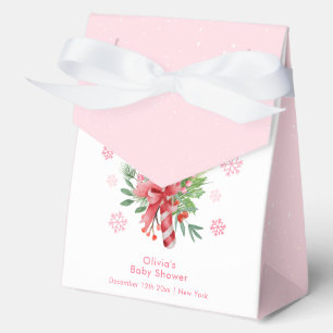 Cute Pink Snowflake Festive Candy Baby Shower Favor Boxes