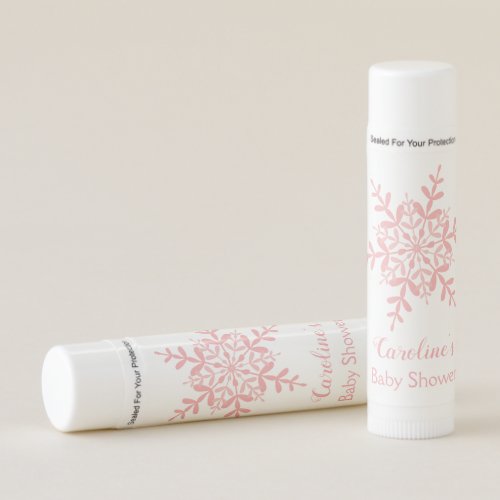 Cute Pink Snowflake Girl Baby Shower Favor Lip Balm