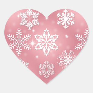 Cute Pink Snowflakes Heart Sticker
