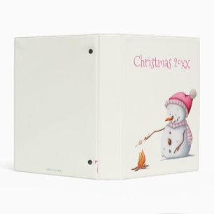 Cute Pink Snowman Marshmallows Christmas Mini Binder