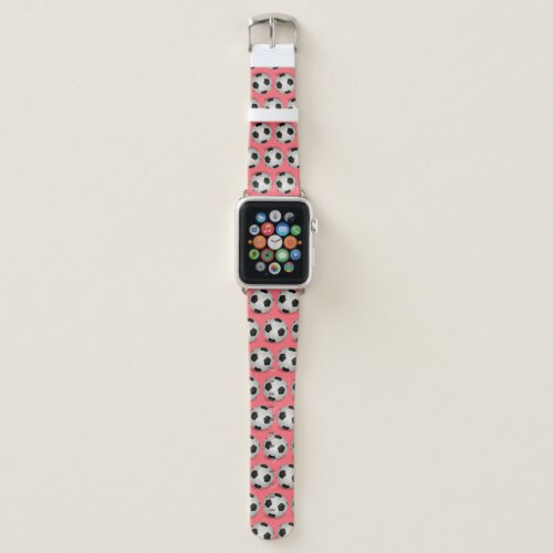 Cute Pink Soccer Ball Pattern Girls Sports Apple Watch Band