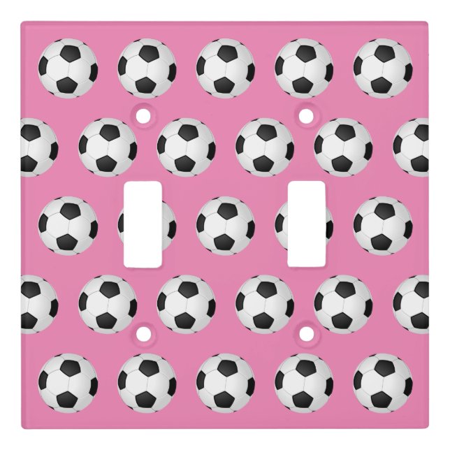 Cute Pink Soccer Light Switch Plate in Many Styles (Front)