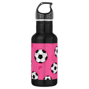 Cute Pink Soccer Star Print Water Bottle