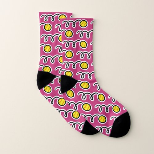 Cute pink softball sport socks for player or coach