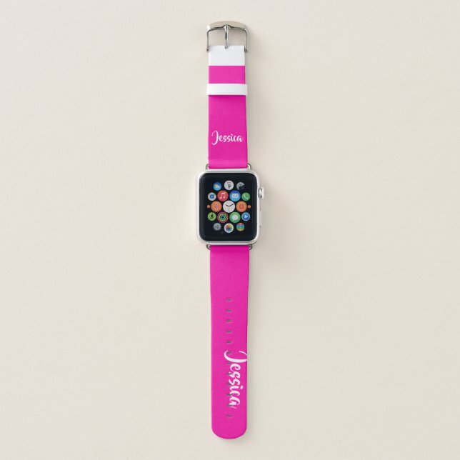 Cute pink solid plain apple watch band (Front)