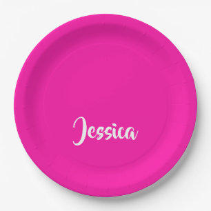 Cute pink solid plain paper plates