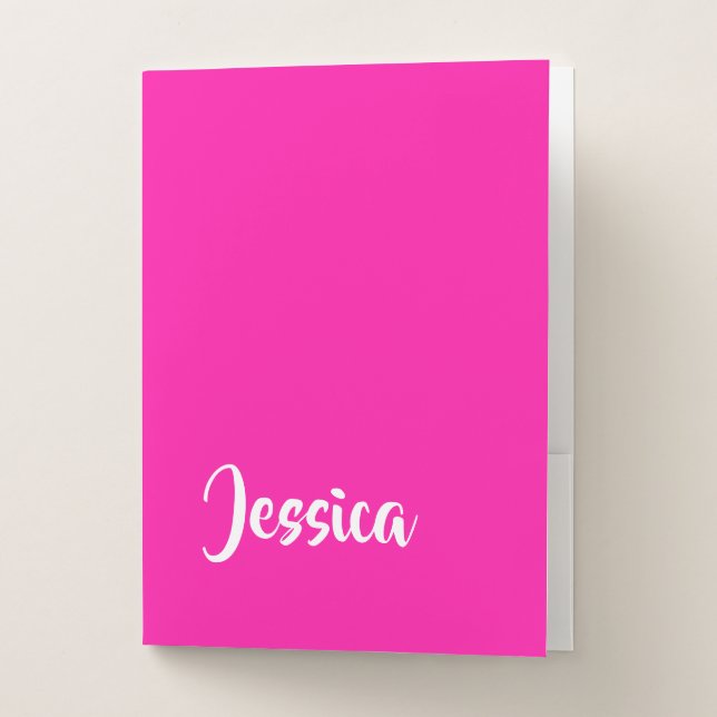 Cute pink solid plain pocket folder (Front)