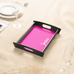 Cute pink solid plain serving tray