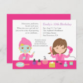 Cute Pink Spa Birthday Party Invitation (Front/Back)