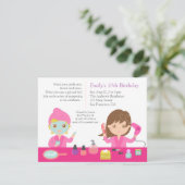 Cute Pink Spa Birthday Party Invitation (Standing Front)