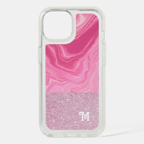 Cute Pink Sparkle Magnifika Marble iPhone 15 Case