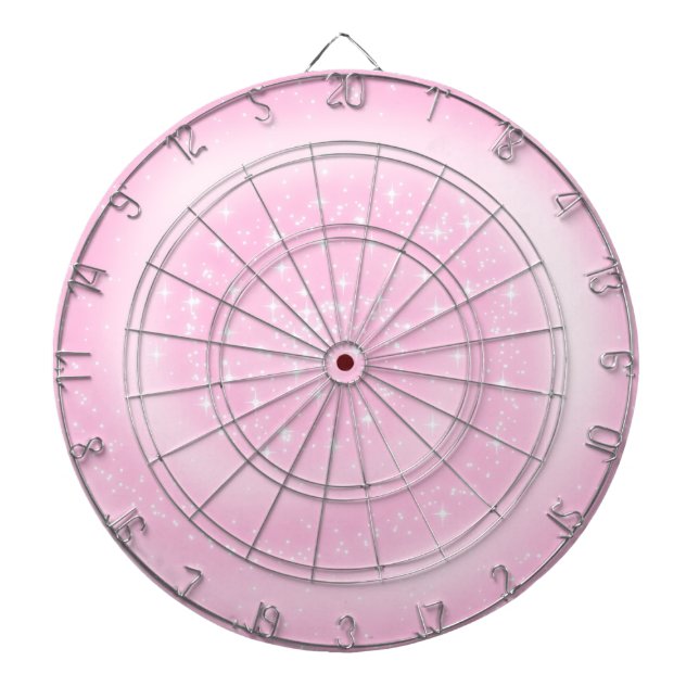 Cute Pink Sparkly Starry Spiral Dart Board (Front)