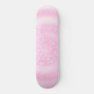 Cute Pink Sparkly Starry Spiral Skateboard