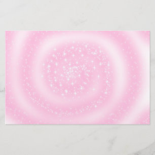 Cute Pink Sparkly Starry Spiral Stationery