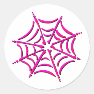 Cute Pink Spider Web Classic Round Sticker