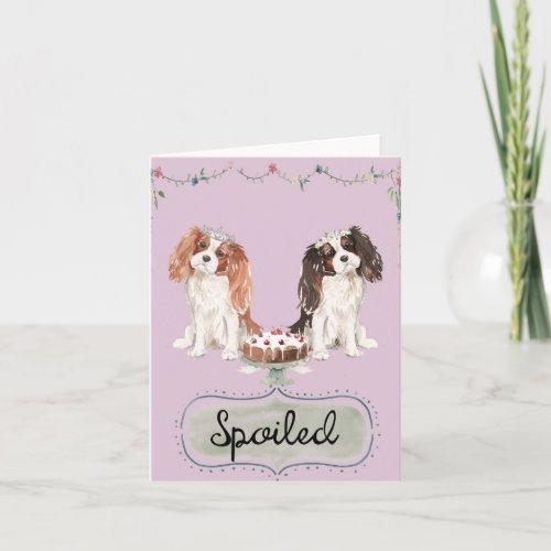 Cute Pink Spoiled Puppies Card