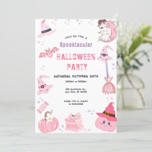 Cute Pink Spooktacular Halloween Party Theme Invitation