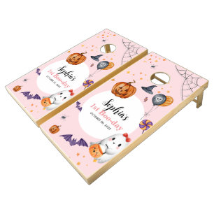 Cute Pink Spooky Halloween Cornhole Set