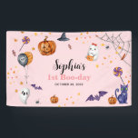Cute Pink Spooky Halloween Kids Birthday Banner<br><div class="desc">Cute Pink Spooky Halloween Kids Birthday Banner</div>