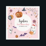 Cute Pink Spooky Halloween Kids Birthday Napkins<br><div class="desc">Cute Pink Spooky Halloween Kids Birthday Napkins</div>