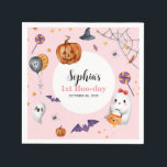 Cute Pink Spooky Halloween Kids Birthday Napkins<br><div class="desc">Cute Pink Spooky Halloween Kids Birthday Napkins</div>