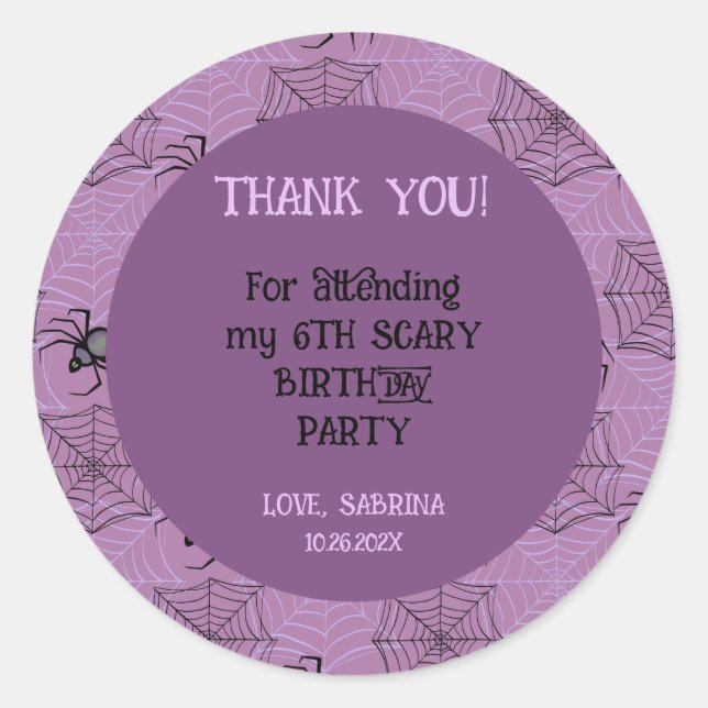 Cute Pink spooky spider Halloween Birthday Sticker (Front)