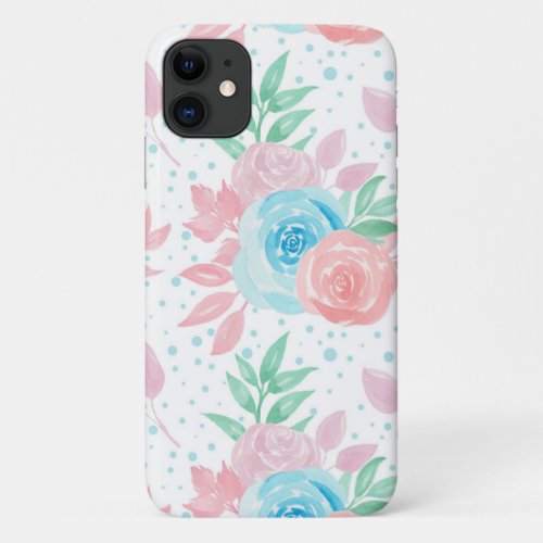 Cute Pink Spring Flowers iPhone 11 Case