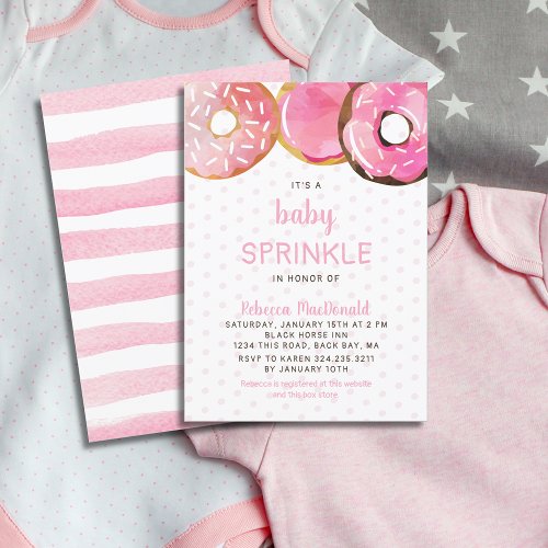 Cute Pink Sprinkle Donuts Girl Baby Shower Invitation