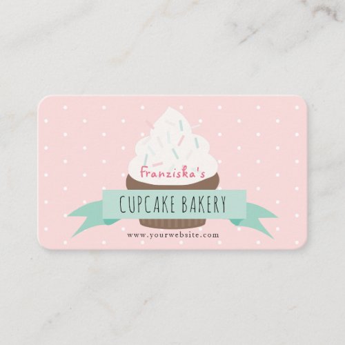 Cute Pink Sprinkles Cupcake Bakery Business Card