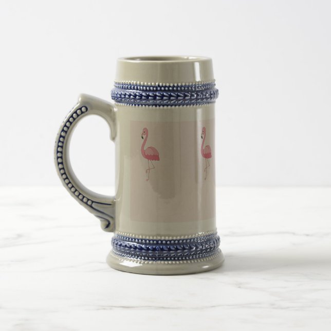 Cute pink standing flamingo beer stein (Left)