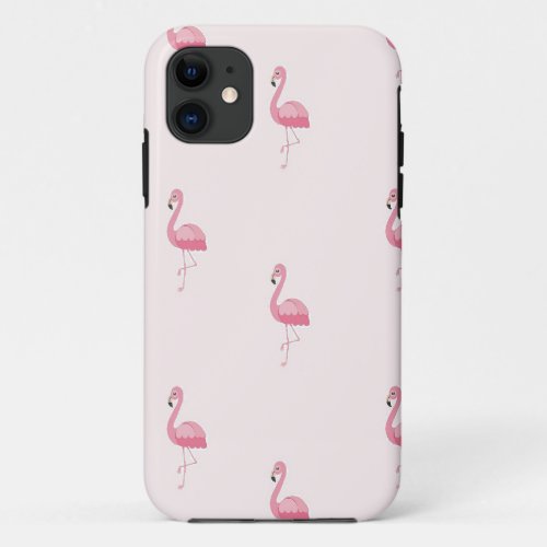 Cute pink standing flamingo iPhone 11 case