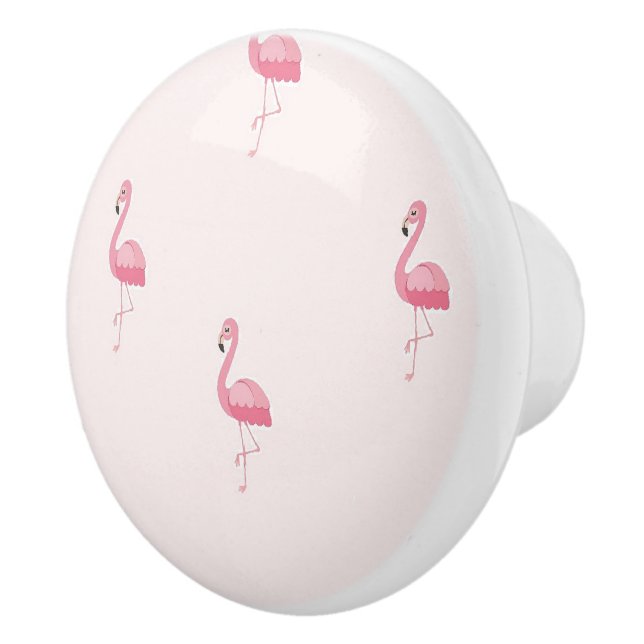 Cute pink standing flamingo ceramic knob (Right)