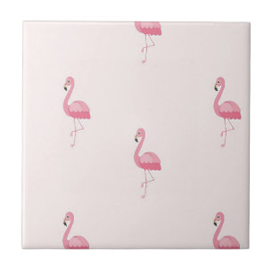 Cute pink standing flamingo ceramic tile