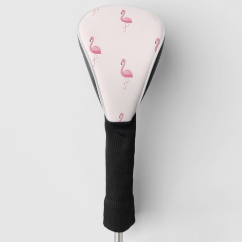 Cute pink standing flamingo golf head cover