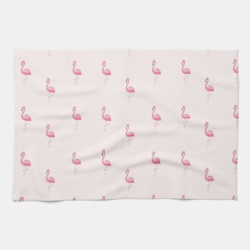 Cute pink standing flamingo kitchen towel