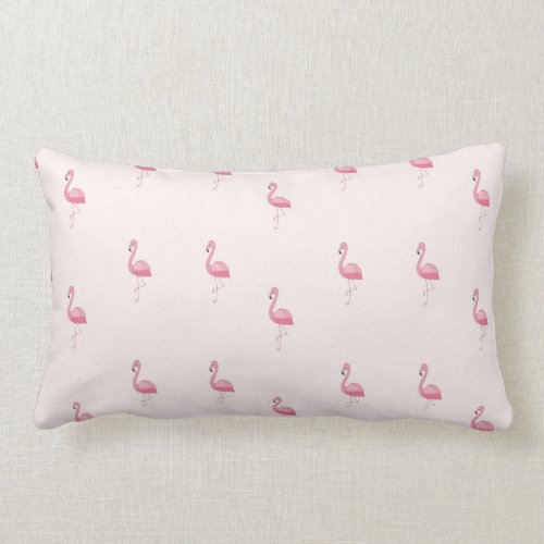 Cute pink standing flamingo lumbar pillow