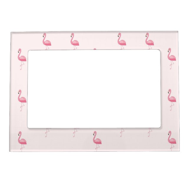 Cute pink standing flamingo magnetic frame (Front)