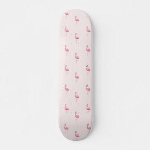 Cute pink standing flamingo skateboard