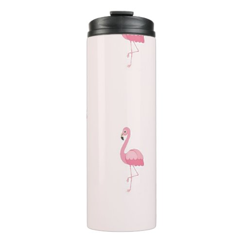 Cute pink standing flamingo thermal tumbler