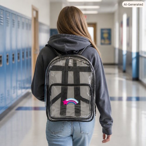 Cute Pink Star Colorful Rainbow Illustration Clear Backpack