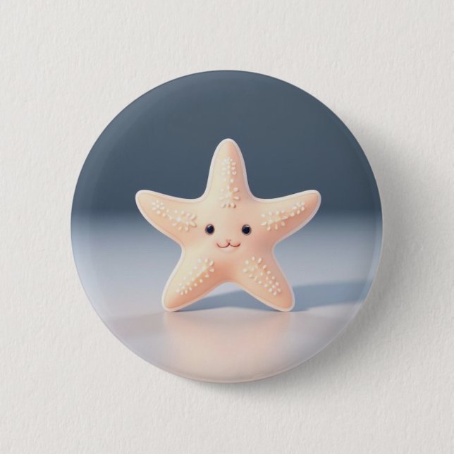 Cute Pink Starfish Button (Front)