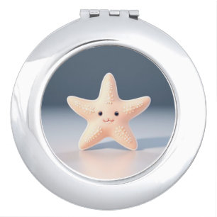 Cute Pink Starfish Compact Mirror