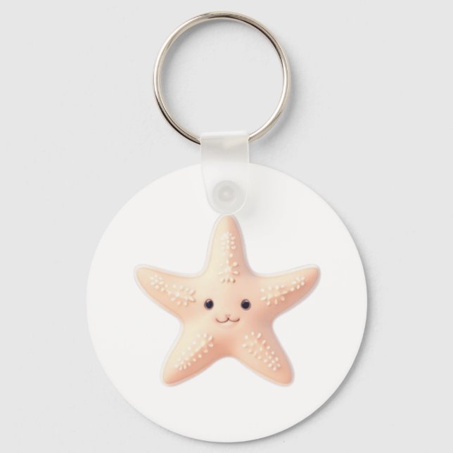 Cute Pink Starfish Keychain (Front)