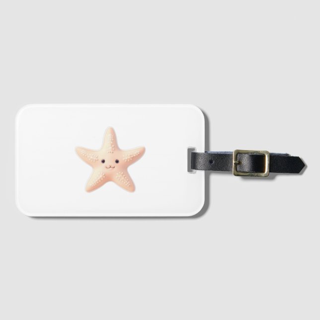 Cute Pink Starfish Luggage Tag (Front Horizontal)