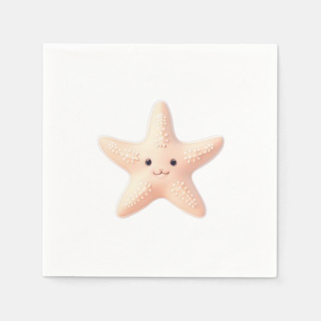 Cute Pink Starfish Napkins (Front)