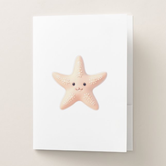 Cute Pink Starfish Pocket Folder (Front)