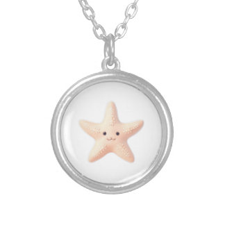 Cute Pink Starfish Silver Plated Necklace