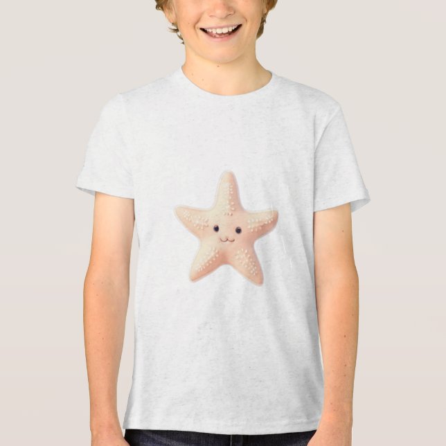 Cute Pink Starfish Tri-Blend Shirt (Front)