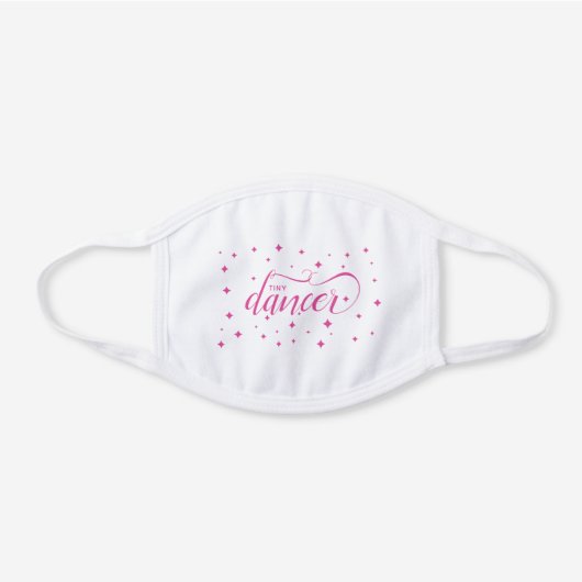 Cute Pink Starry Tiny Dancer White Cotton Face Mask (Front)